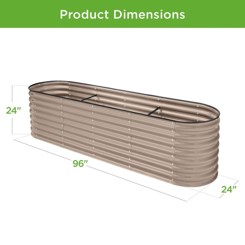 Best Choice Products 8x2x2ft Metal Raised Garden Bed, Oval Outdoor Planter Box w/ 4 Support Bars - Taupe - Image 7
