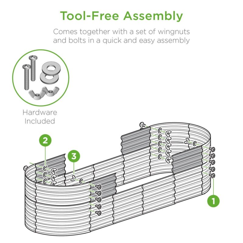 Best Choice Products 8x2x2ft Metal Raised Garden Bed, Oval Outdoor Planter Box w/ 4 Support Bars - Sage Green - Image 6