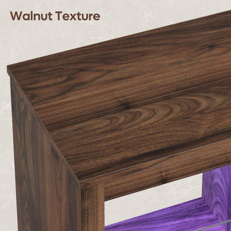 Bestier Modern Electric 7 Color LED Fireplace TV Stand for TVs up to 70 , Walnut - Image 9