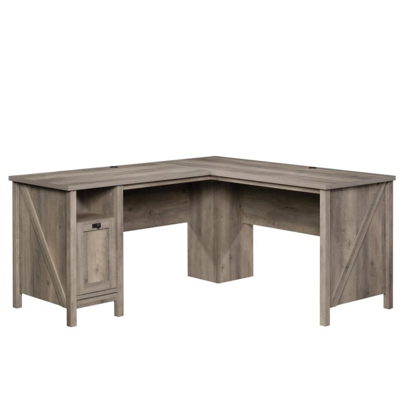 Better Homes and Gardens Modern Farmhouse L-Desk, Rustic Gray Finish