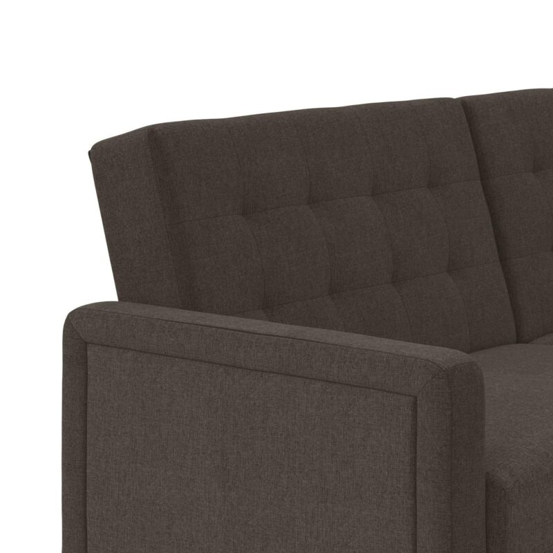 Better Homes and Gardens Porter Fabric Tufted Futon, Gray Linen - Image 8