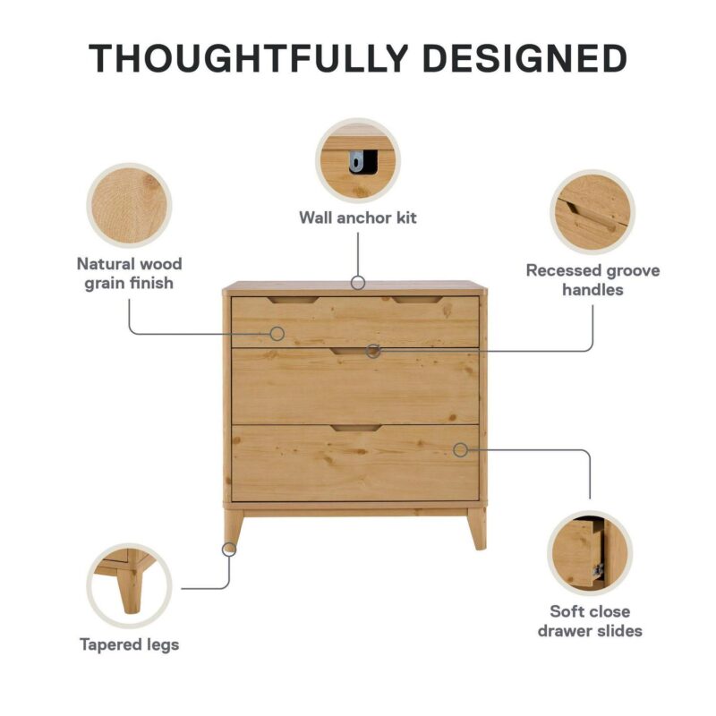 Better Homes and Gardens Leighton 3 Drawer Dresser, Natural - Image 8