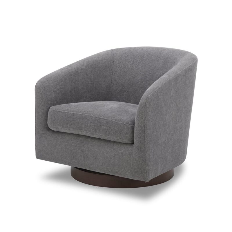 Better Homes and Gardens Bradford Wooden Base Modern Swivel Chair, Gray - Image 4