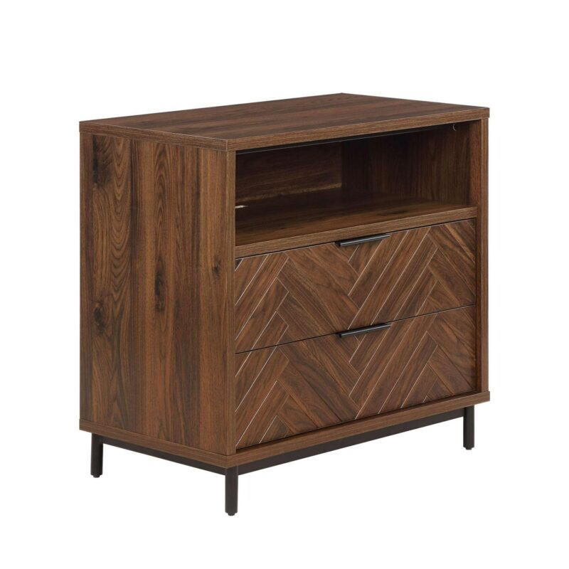 Better Homes and Gardens Wyatt Geo 2-Drawer Nightstand with USB, Walnut Finish - Image 6