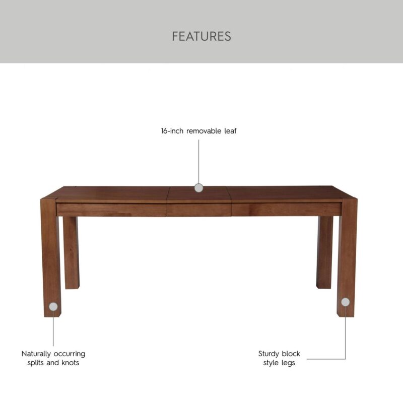 Better Homes and Gardens Bryant Solid Wood Extendable Dining Table, Walnut Finish - Image 3