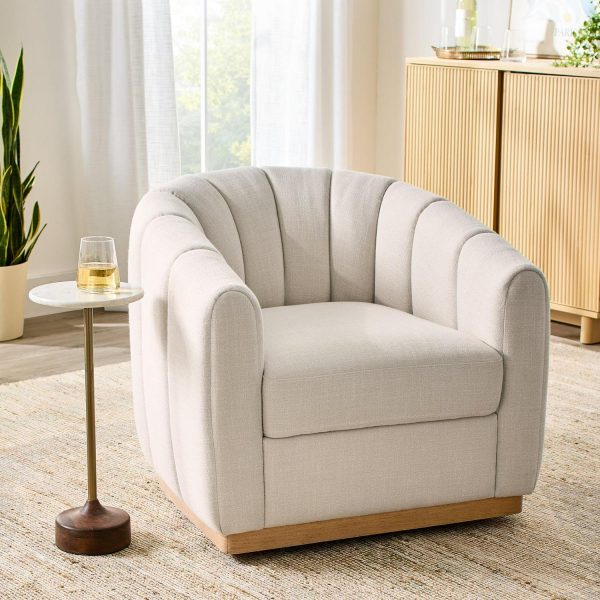Better Homes and Gardens Lillian Accent Swivel Chair, Cream Linen