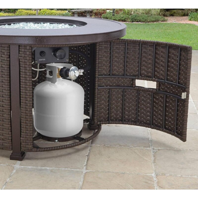 Better Homes and Gardens Colebrooke 37  Round 50,000 BTU Propane Gas Fire Pit Table with Glass Beads, Metal Lid and Protective Cover - Image 7