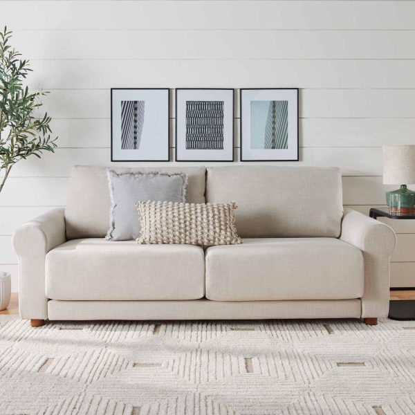 Better Homes and Gardens Owen 87.6  Rolled Arm Sofa, Effie Linen