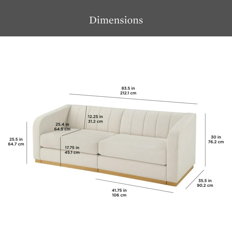 Better Homes and Gardens Lillian Channel Tufted Sofa 83.5  Cream Linen - Image 12