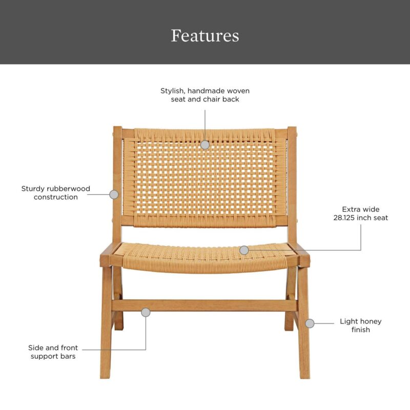Better Homes and Gardens Vista Woven Accent Chair, Light Honey Finish - Image 7