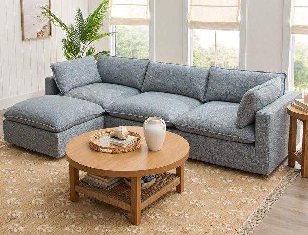Better Homes and Gardens Weston 107.5  Cloud Modular Sectional Sofa, Heathered Blue