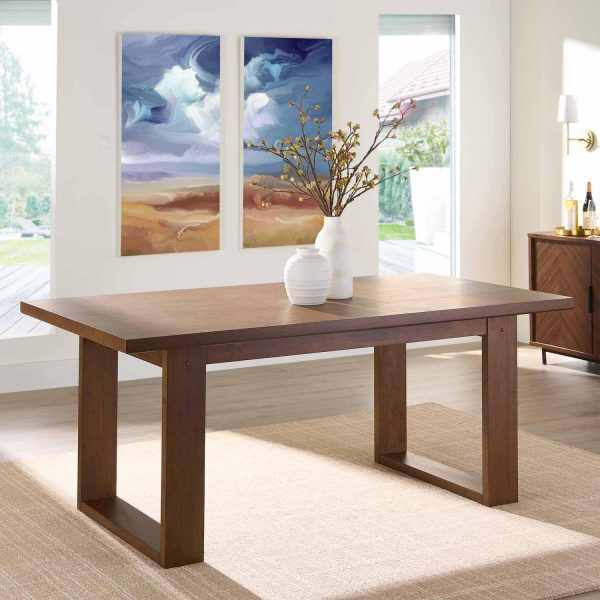 Better Homes and Gardens Ezra Collection Rectangular Double Pedestal Dining Table, 70 in, Walnut