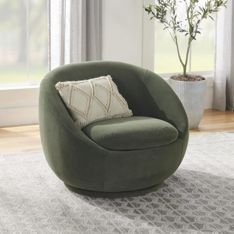 Better Homes and Gardens Mira Swivel Chair, Olive Velvet - Image 2