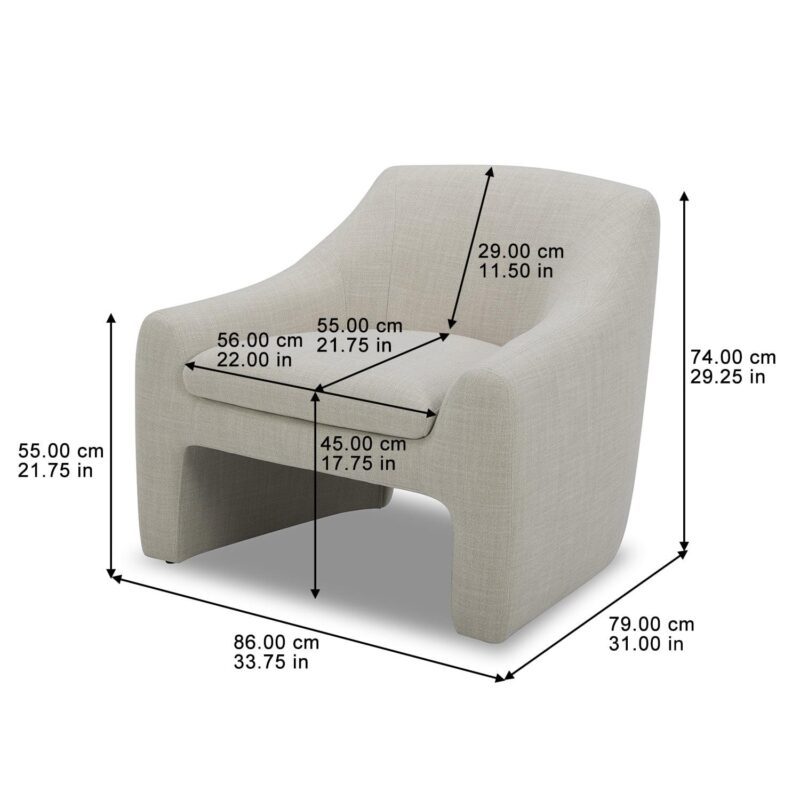 Better Homes and Gardens Emerson Curvy Accent Chair, Cream Linen - Image 2