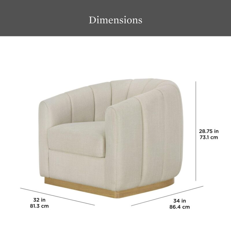 Better Homes and Gardens Lillian Accent Swivel Chair, Cream Linen - Image 3