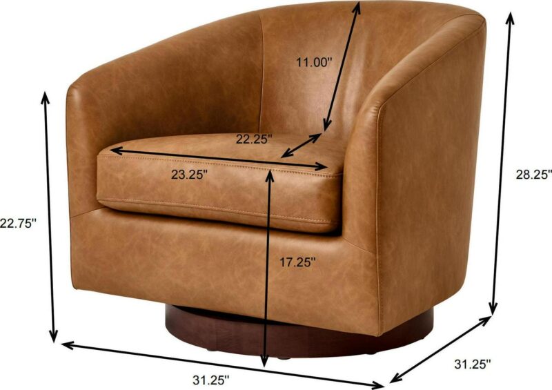 Better Homes and Gardens Bradford Wooden Base Swivel Chair, Chestnut Faux Leather - Image 5