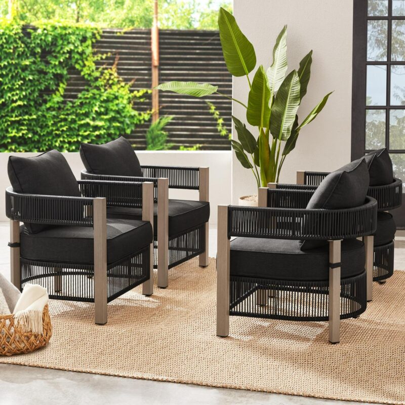 Better Homes and Gardens Tarren 5-Piece Wicker Outdoor Conversation Set, Black - Image 5