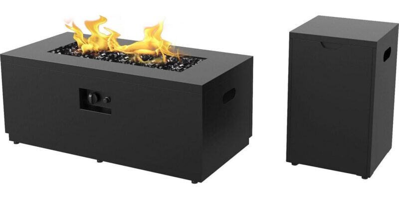 Better Homes and Gardens 42  Rectangle Gas Fire Pit, Black - Image 3