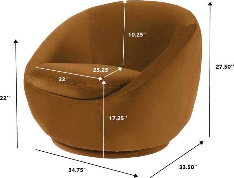 Better Homes and Gardens Mira Swivel Chair, Ochre Velvet - Image 3