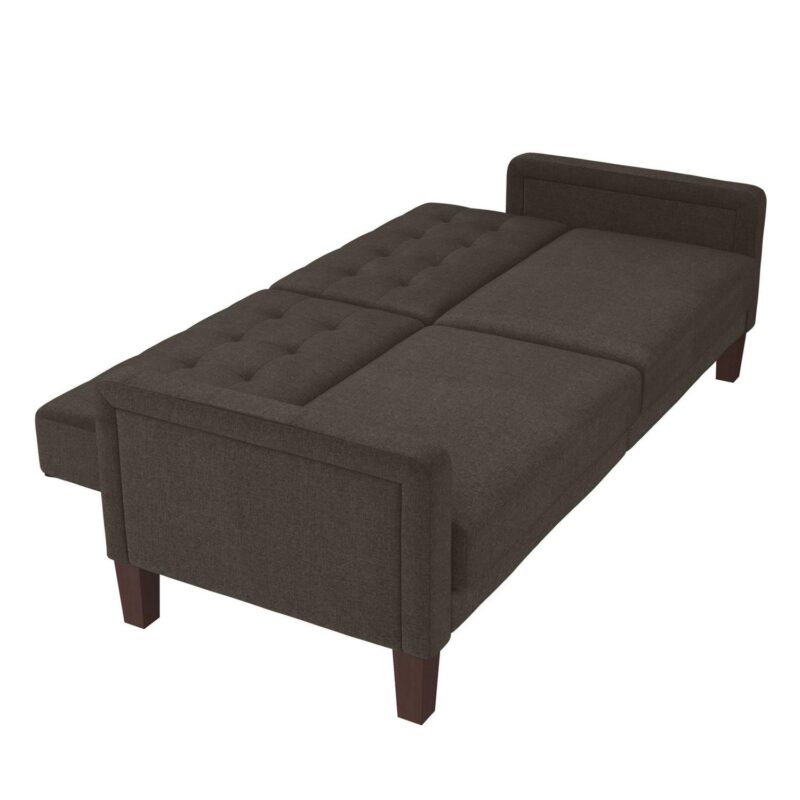 Better Homes and Gardens Porter Fabric Tufted Futon, Gray Linen - Image 13