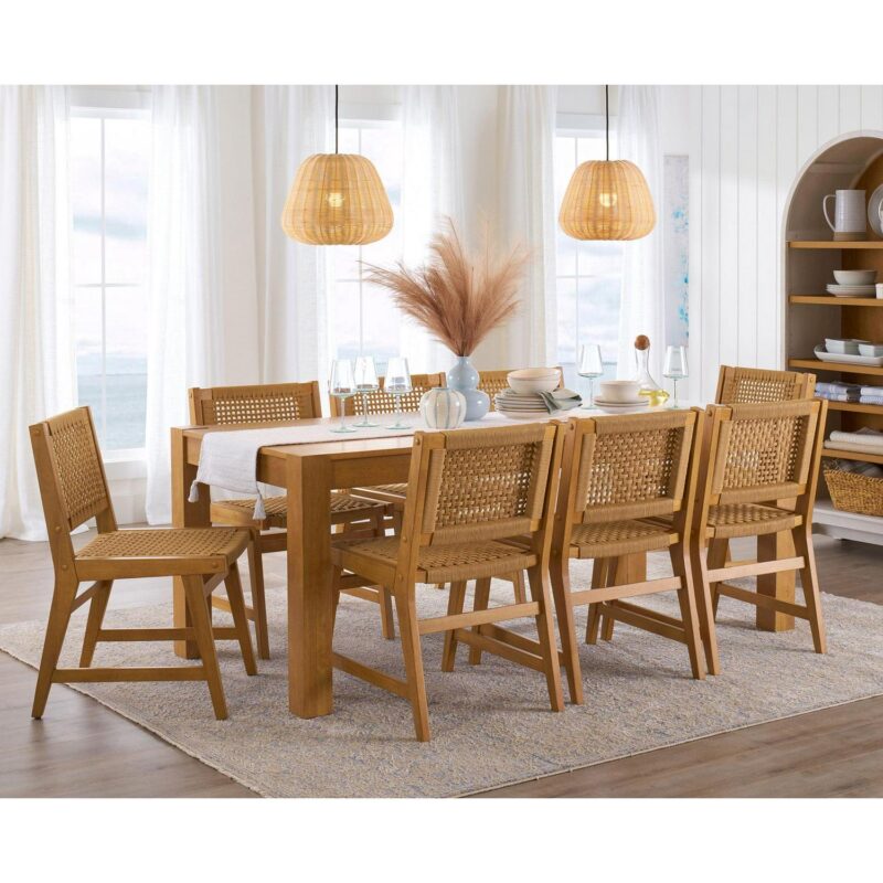Better Homes and Gardens Vista Woven Coastal Dining Chairs 2 Pack, Light Honey Finish - Image 5