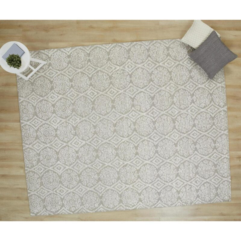 Better Homes and Gardens Suzani Taupe Medallion Wool Indoor Area Rug, 8' x 10' - Image 5