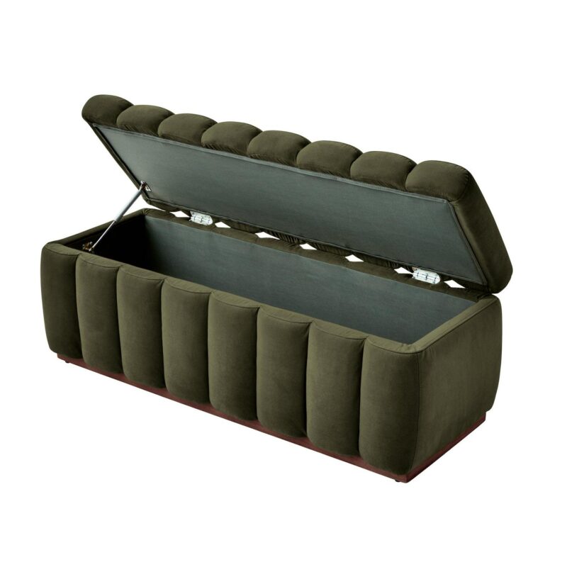 Better Homes and Gardens 47.24  Lillian Channel Tufted Bench, Olive Velvet - Image 5