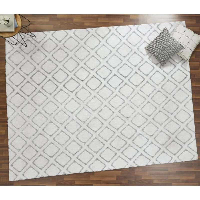 Better Homes and Gardens Tufted Diamond Indoor Area Rug, Ivory, High-Low Pile, 8' x 10' - Image 2