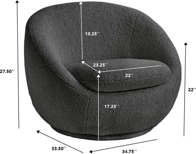 Better Homes and Gardens Mira Swivel Chair, Gray Shearling - Image 2