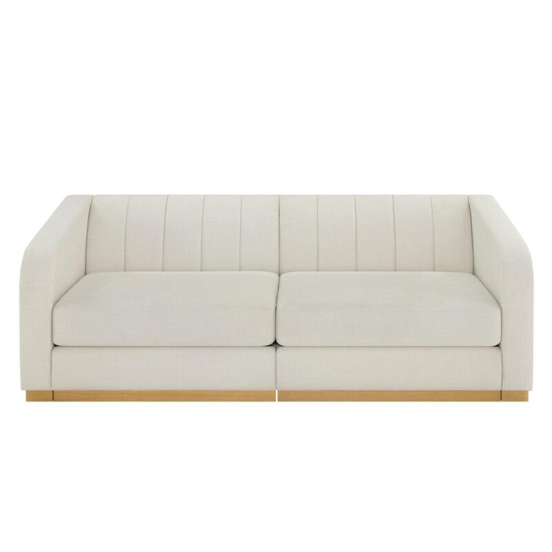 Better Homes and Gardens Lillian Channel Tufted Sofa 83.5  Cream Linen - Image 7