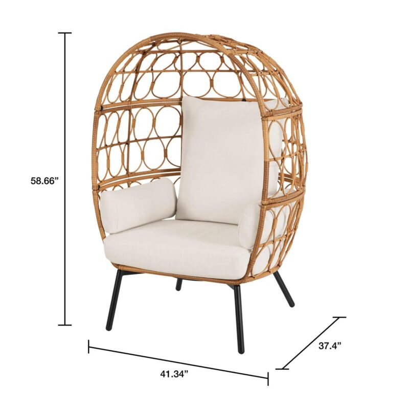 Better Homes and Gardens Willow Sage Steel Wicker Outdoor Egg Chair, Brown - Image 9