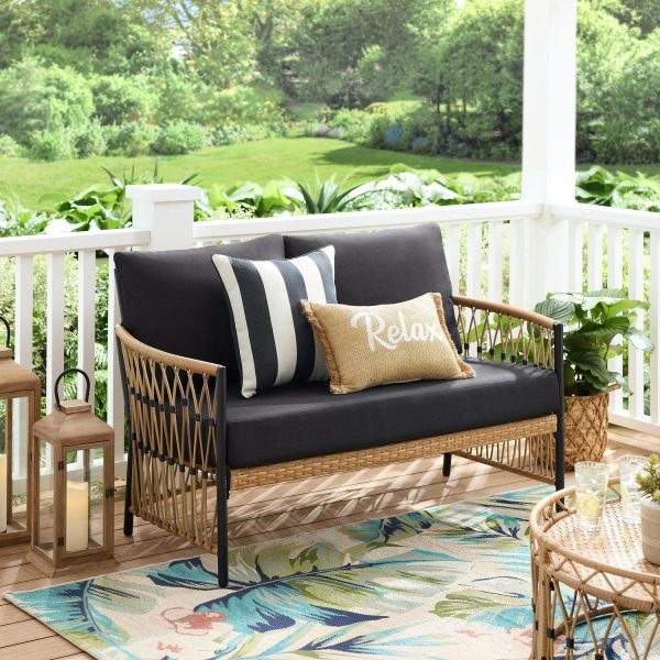 Better Homes and Gardens Lilah Outdoor Wicker Loveseat, Black