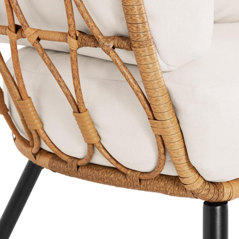 Better Homes and Gardens Willow Sage Steel Wicker Outdoor Egg Chair, Brown - Image 4