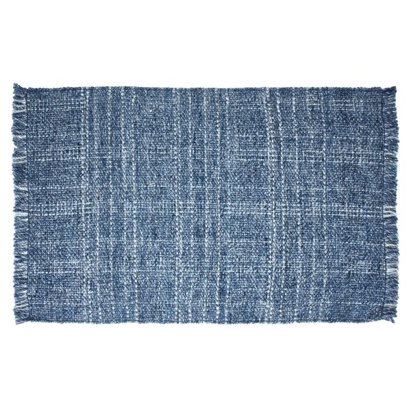 Better Homes and Gardens Washed Indigo Blue Handwoven Plaid Wool Scatter Accent Indoor Rug, 30  x 46