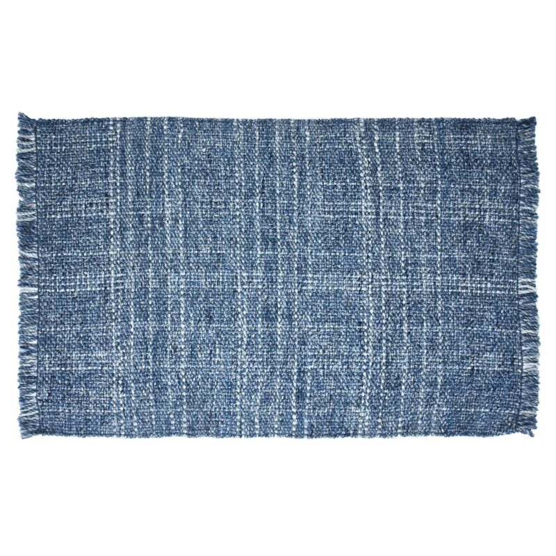 Better Homes and Gardens Washed Indigo Blue Handwoven Plaid Wool Scatter Accent Indoor Rug, 30  x 46