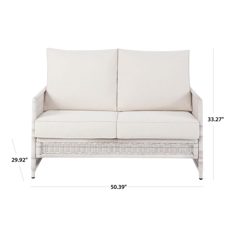 Better Homes and Gardens Paige 1 Piece Wicker Outdoor Loveseat with Cushions, White - Image 7