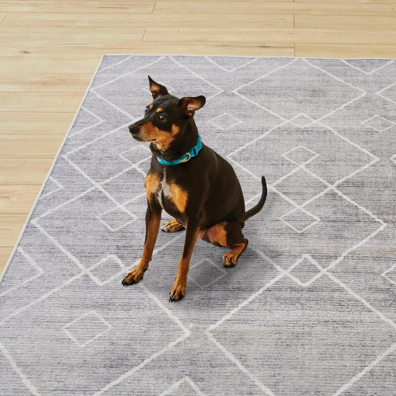 Better Homes and Gardens Geometric Machine Washable Indoor Area Rug, Gray, 7'2 x9'10 - Image 2