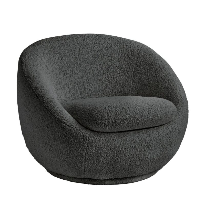 Better Homes and Gardens Mira Swivel Chair, Gray Shearling - Image 5