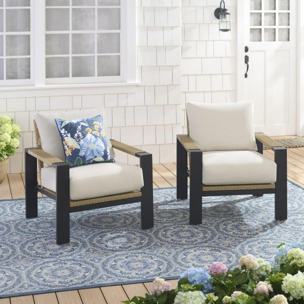 Better Homes and Gardens Ventura 2-Piece Outdoor Wicker Chat Chair, Beige