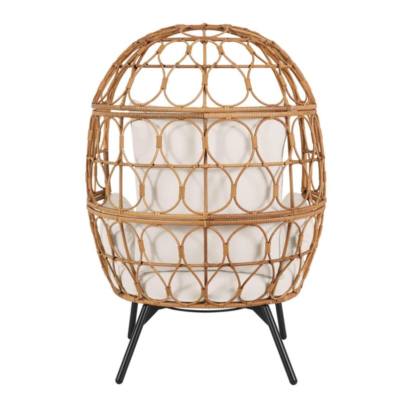 Better Homes and Gardens Willow Sage Steel Wicker Outdoor Egg Chair, Brown - Image 5