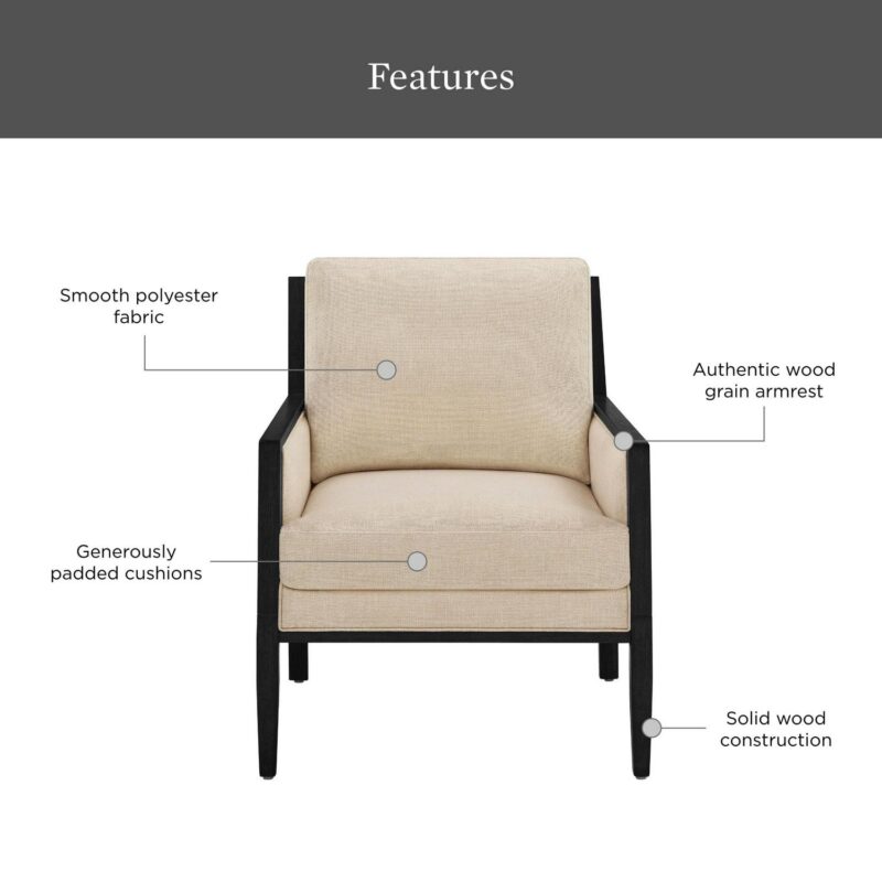 Better Homes and Gardens Windsor Linen Armchair, Espresso Wood - Image 2