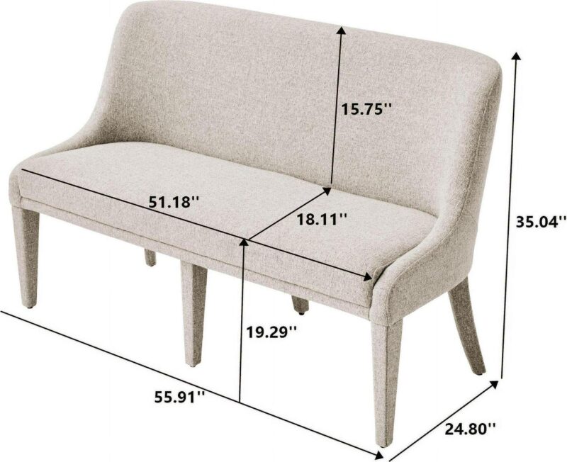 Better Homes and Gardens Windsor Upholstered Dining Bench, Wheat - Image 7