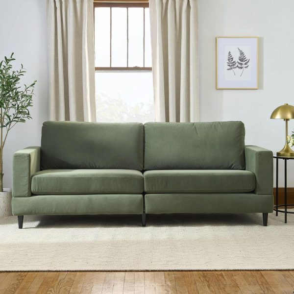Better Homes and Gardens Springwood Wood Frame 83.46  Couch, Olive Velvet