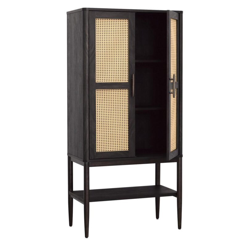 Better Homes and Gardens Springwood Caning Storage Cabinet, Charcoal Finish - Image 3