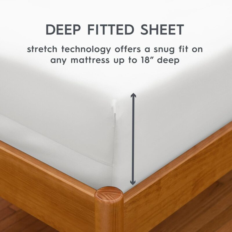 Better Homes and Gardens 4-Piece 400 Thread Count Arctic White Performance HYGROCOTTONA Sheet Set, Full - Image 5