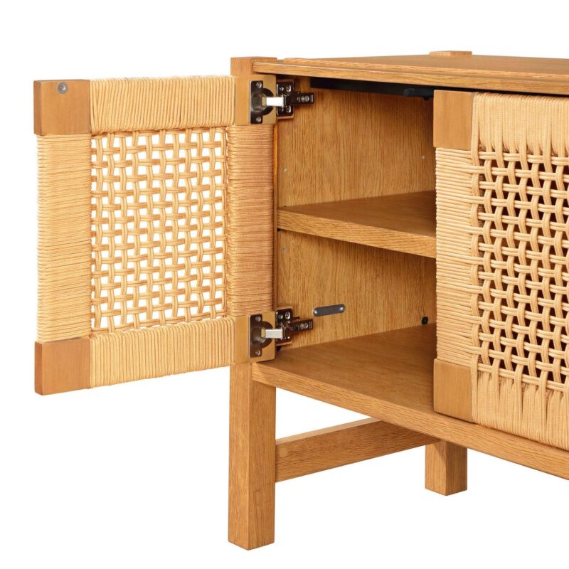 Better Homes and Gardens Vista Woven Coastal TV Stand for TVs up to 65 , Light Honey - Image 4