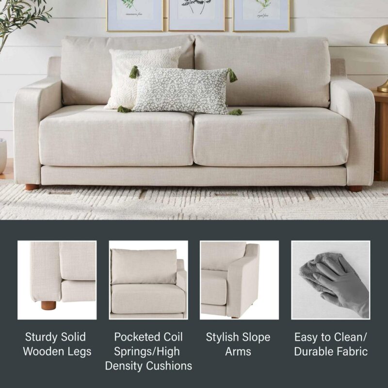 Better Homes and Gardens Owen 85.04  Slope Arm Sofa, Effie Linen - Image 5