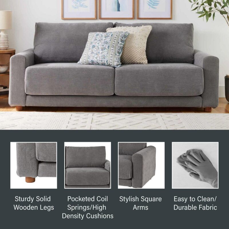 Better Homes and Gardens Owen 85.04  Square Arm Sofa, Helio Pewter - Image 6