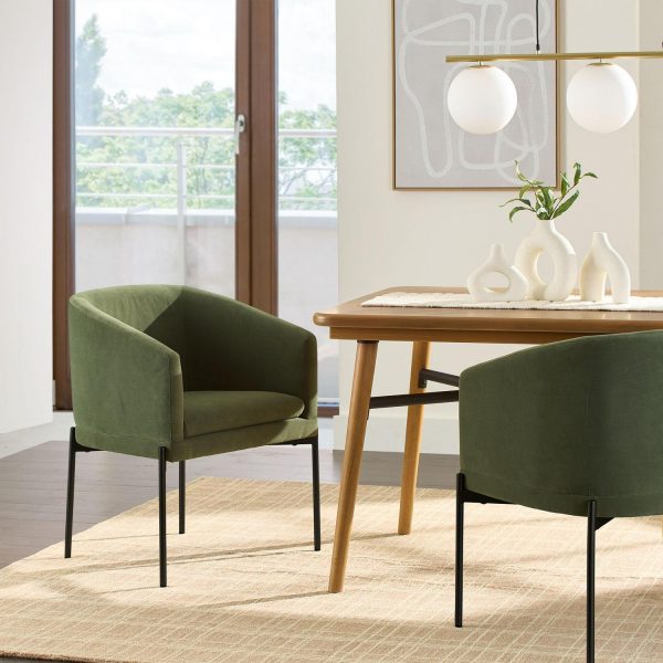 Better Homes and Gardens Wyatt Velvet Dining Chairs, Olive, 2 Pack