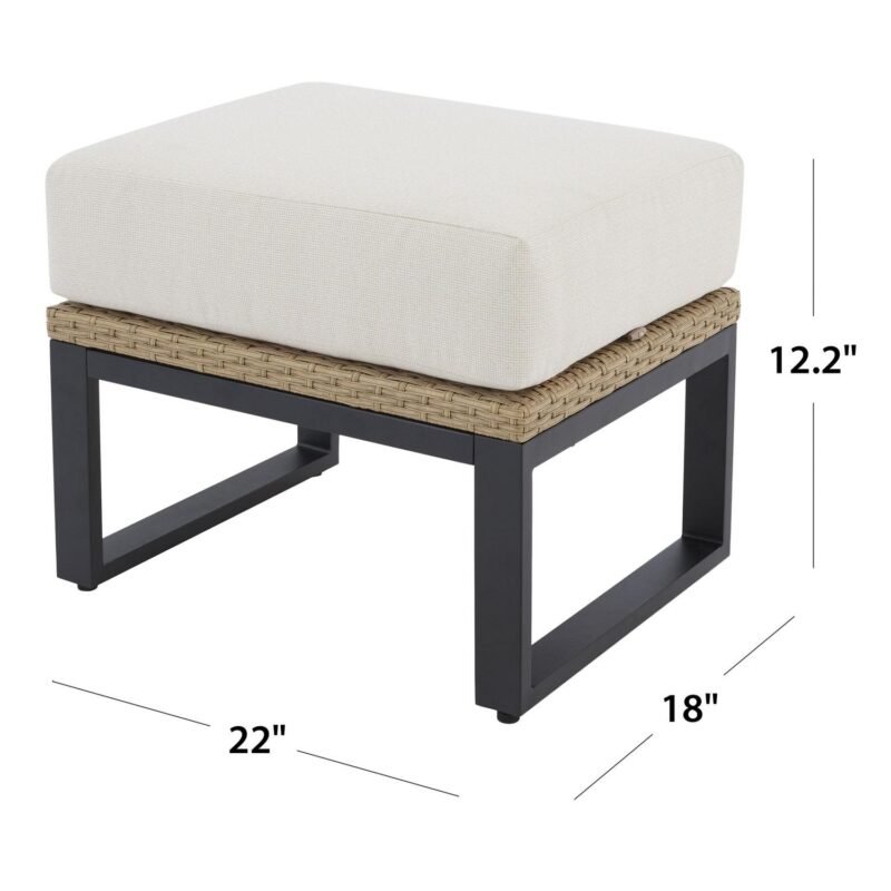 Better Homes and Gardens Ventura 2-Piece Outdoor Wicker Ottoman, Beige - Image 5